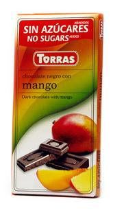 Čokoláda s mangem 0% cukru  Torras 75 g